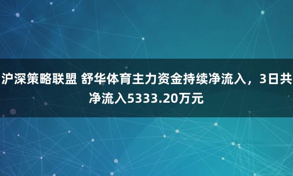 沪深策略联盟 舒华体育主力资金持续净流入，3日共净流入5333.20万元
